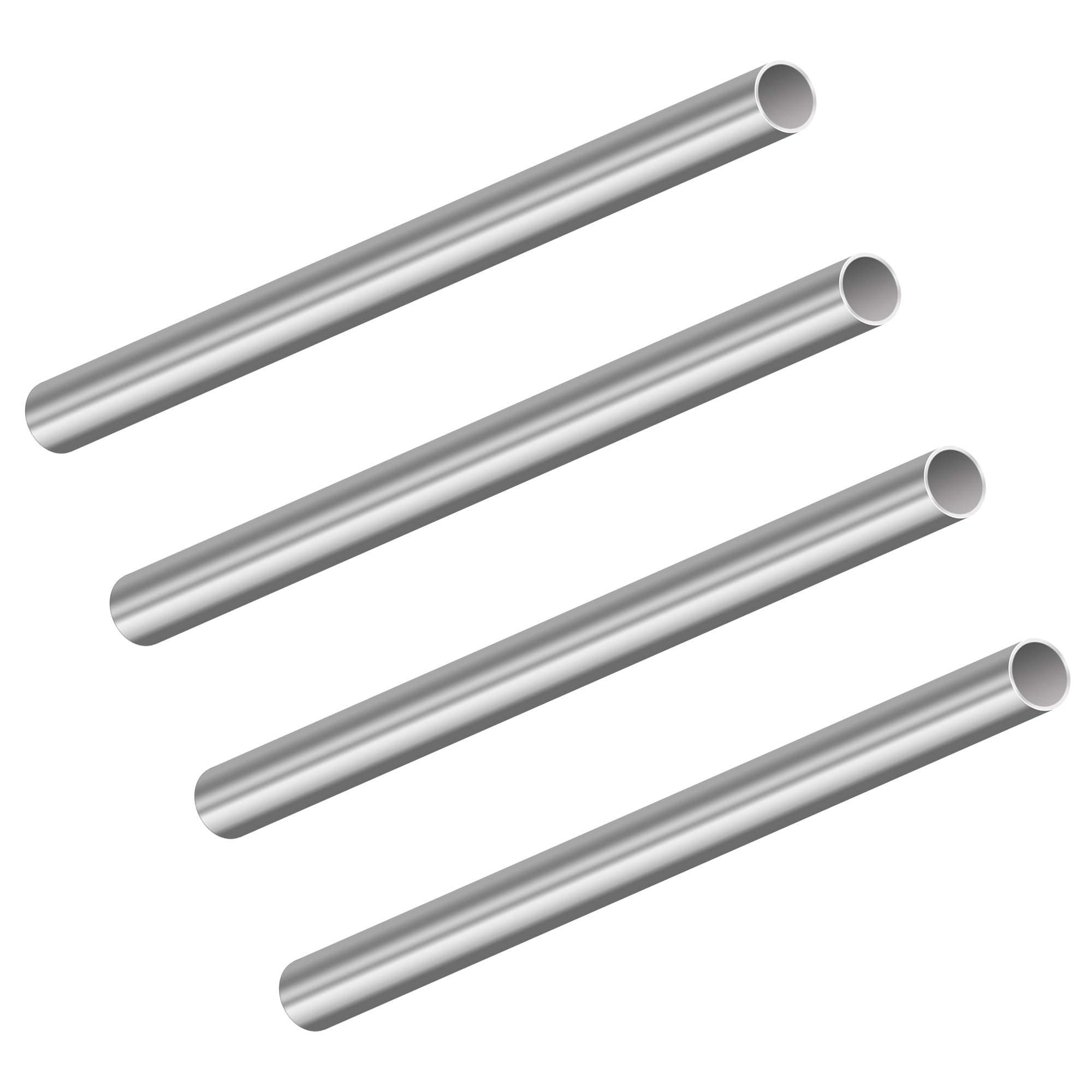 LAVMHAB 304 Stainless Steel Tube 13mm OD x 12mm ID 0.5mm Wall Thickness 200mm Length, Straight Stainless Steel Round Pipes Tubing (4pcs)