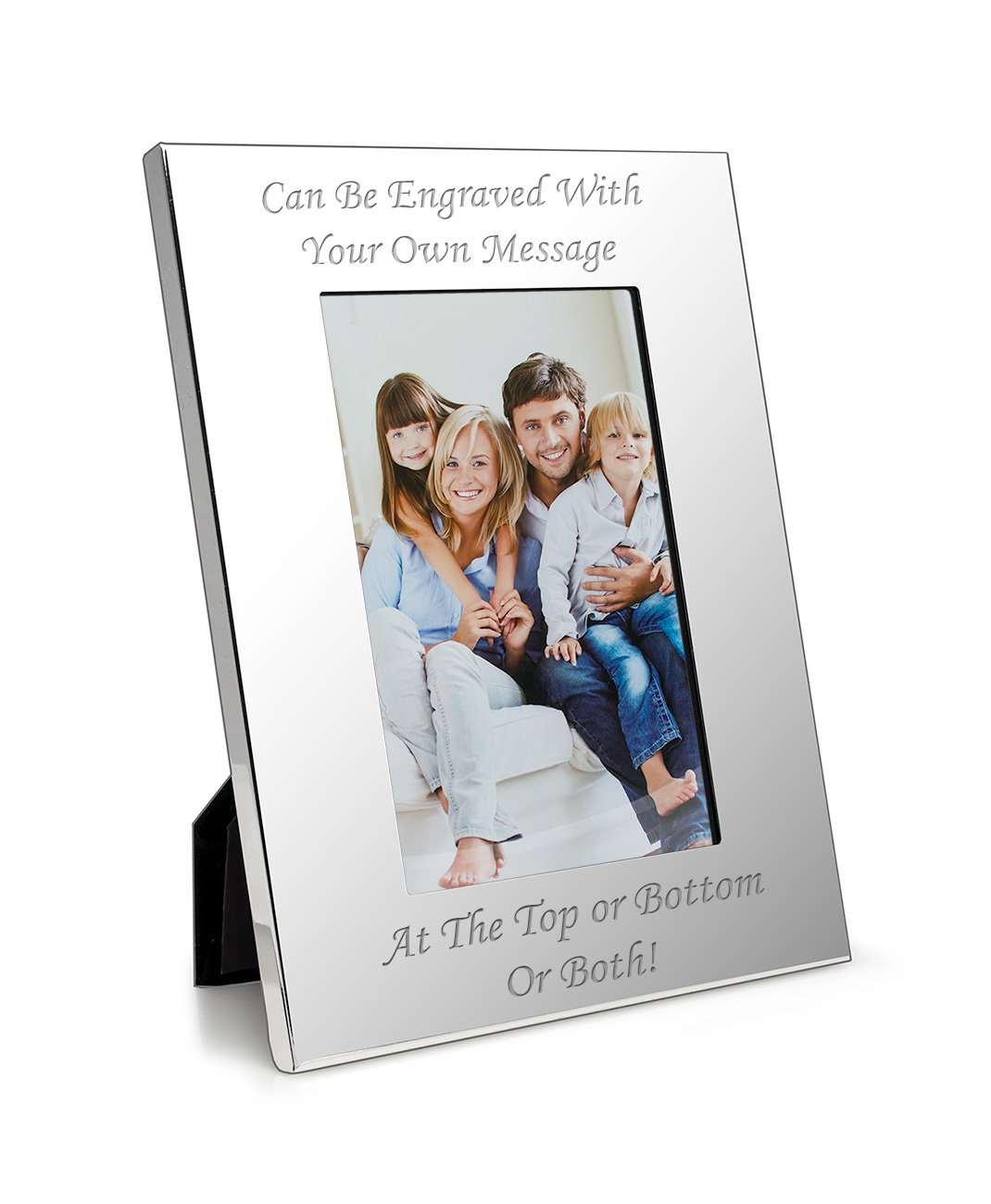 Personalised Luxury 4" X 6" Silver Photo Frame With Stand - Engraved With Your Custom Text