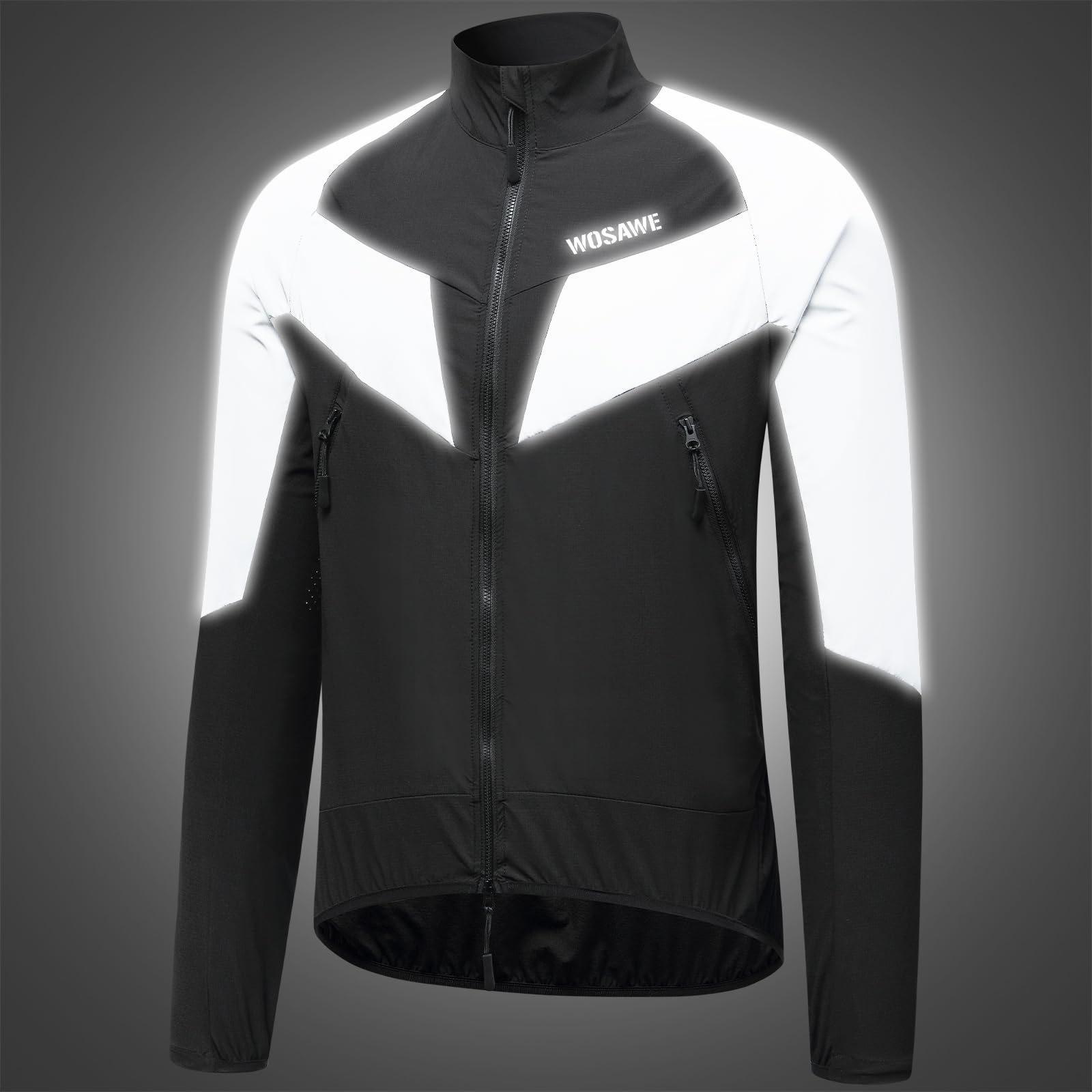 WOSAWE Réfléchissante 360 Veste de Vélo, Homme Imperméable Coupe-Vent Gilet de Sport