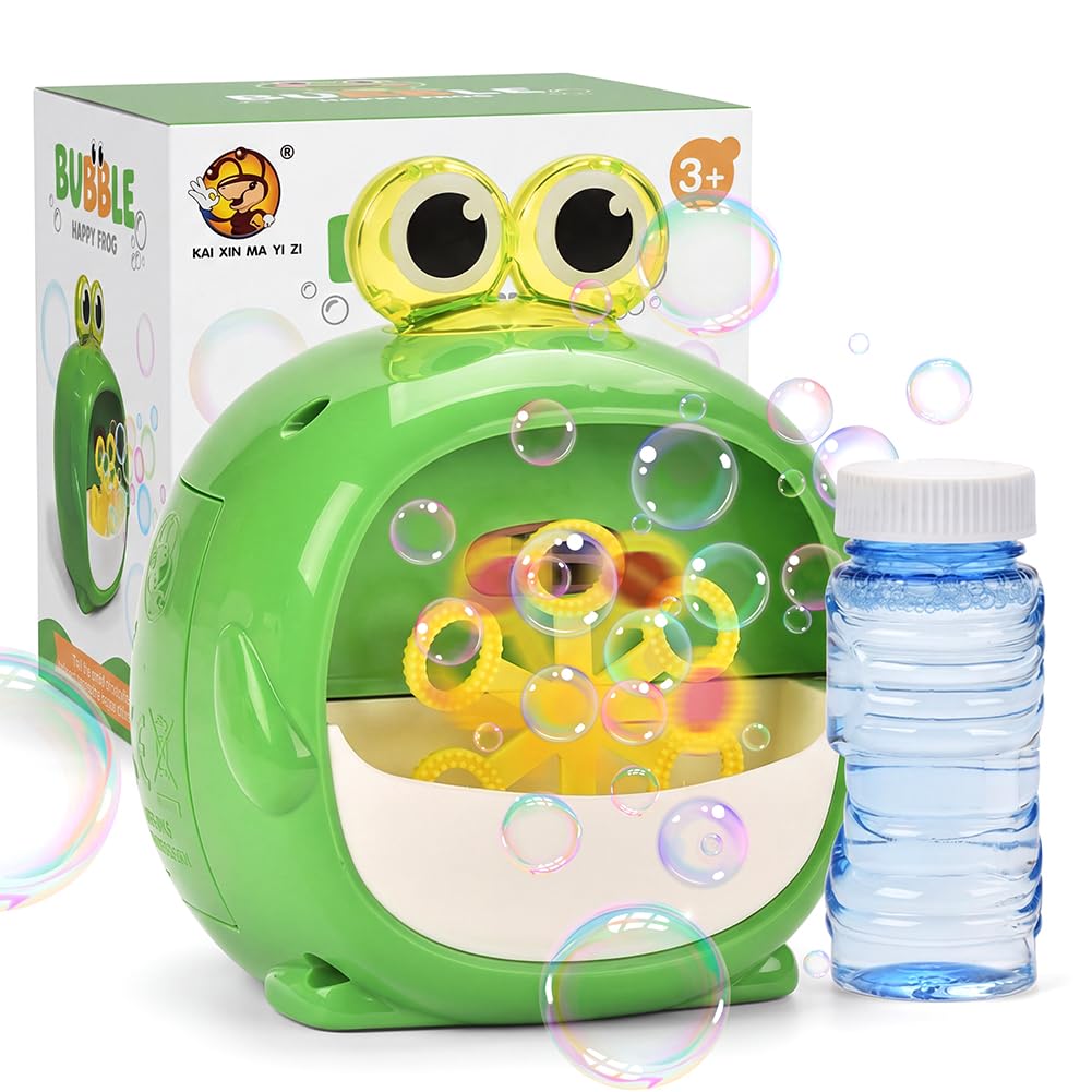 Frog Bubble Machine for Kids, Bubble Blower with 1 Bottles of Solutions, Indoor Outdoor Toy Garden Games for Baby Children Gift Party Favor, 3 4 5 6 7 8 9 10 Year Old Boys Girls