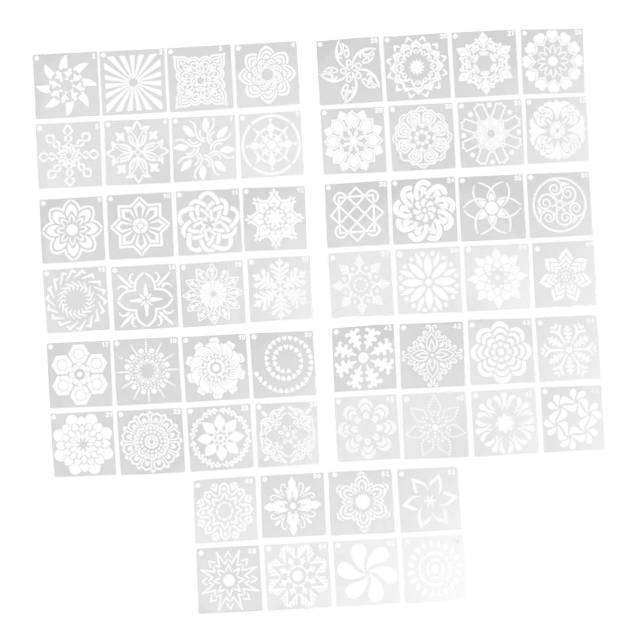 Tofficu 3 Set Stencil per Disegno di Moda Stencil per Pittura Mandala Pietre Mandala Fai da Te Arredamento Stampino da Muro Modello di Pittura Mandala Bianca 56 Pezzi*3