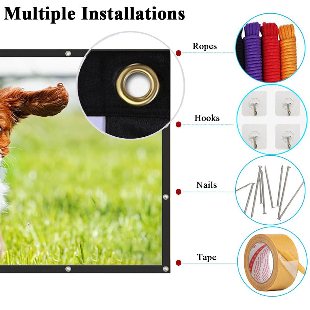 YiYunTE Écran de Projection 60 Pouces 16:9 HD Portable Pliable Extérieur Intérieur