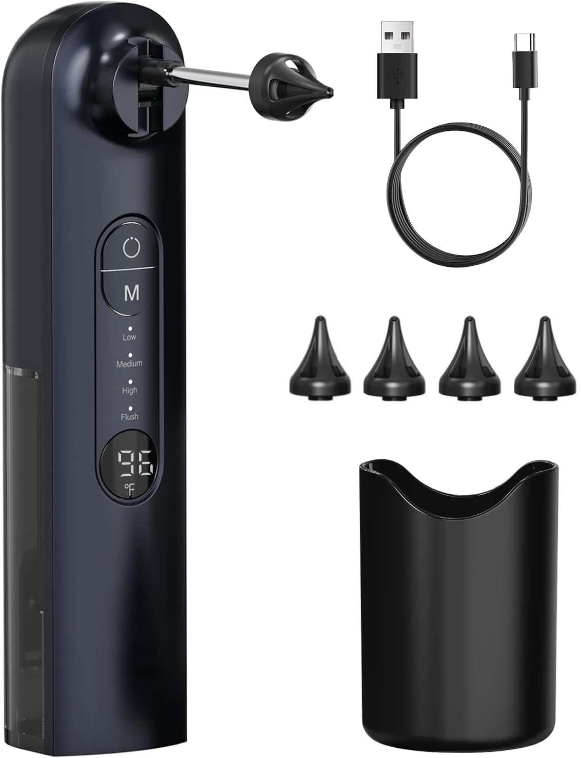 Ear Wax Removal Kit, Ear Cleaner with 4 Modes & Temperature Sensor, Safe Ear Irrigation Flushing System, IPX7 Waterproof for Home Use -Blue