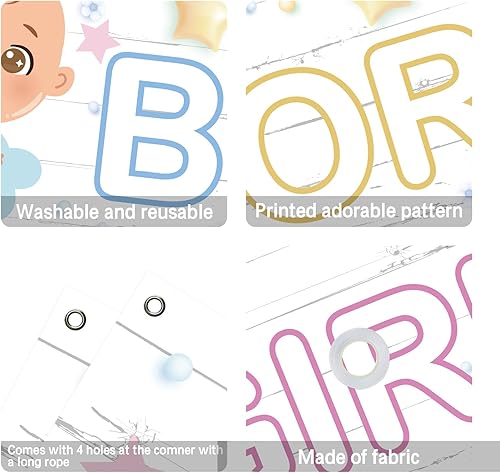 Miniatura 3 de INNORU Cartel de fondo grande para niño o niña, letrero de jardín para fiesta de revelación de género, cartel de jardín con él o ella, suministros