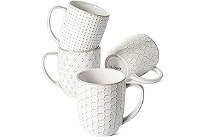 LE TAUCI White Coffee Mugs, 4-Pack of 12oz Ceramic Cups
