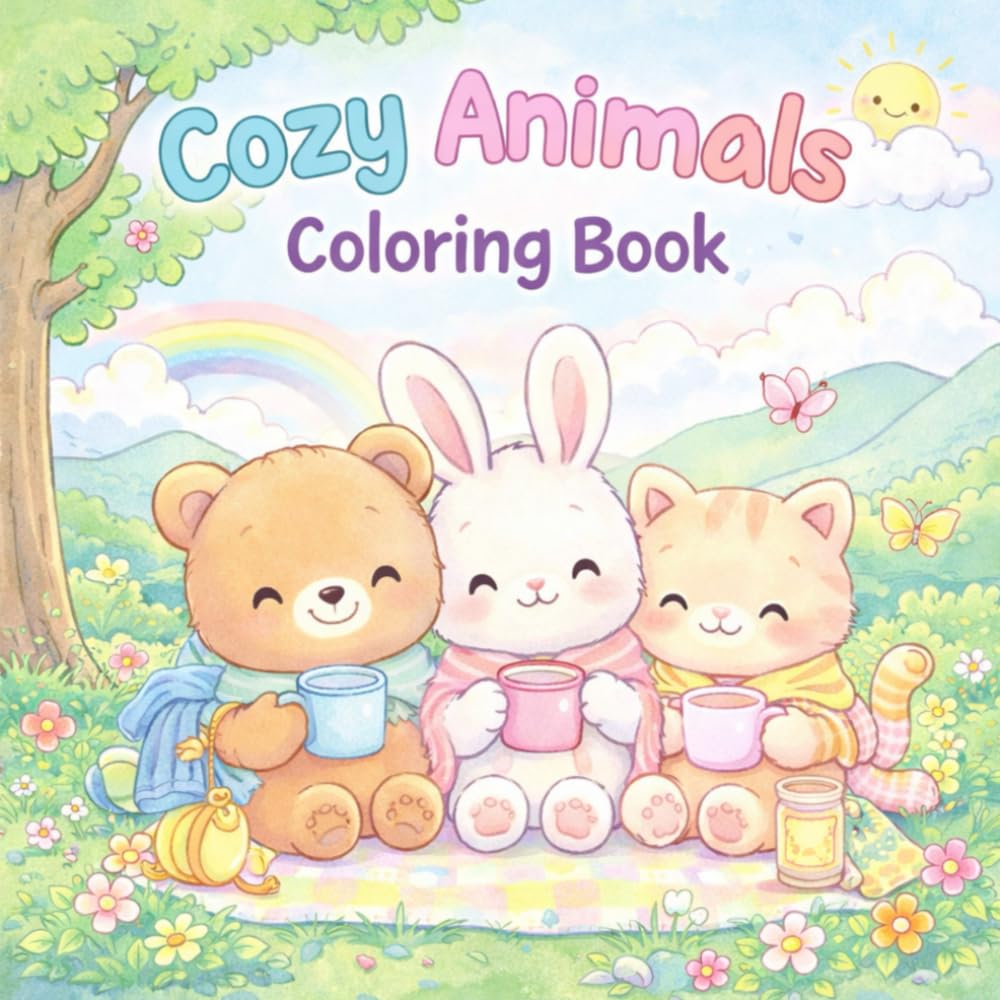 Cozy Animals Coloring Book: A Cute and Relaxing Coloring Book for Kids and Animal Lovers