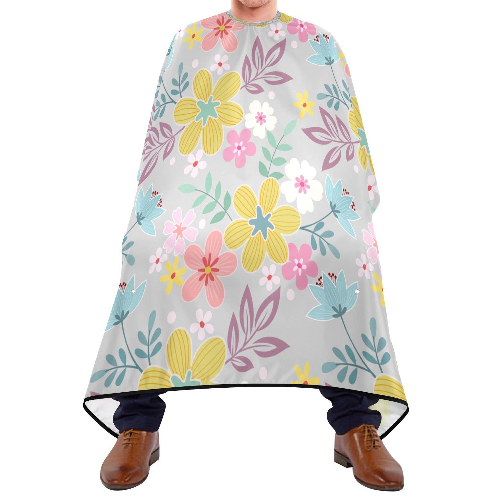 Capa De Peluquería Profesional 140x168cm, Flores Coloridas Dibujadas A Mano Capa De Corte De Pelo Impermeable Personalizada Capas Para Peluqueria, Para Peinados, Mujeres
