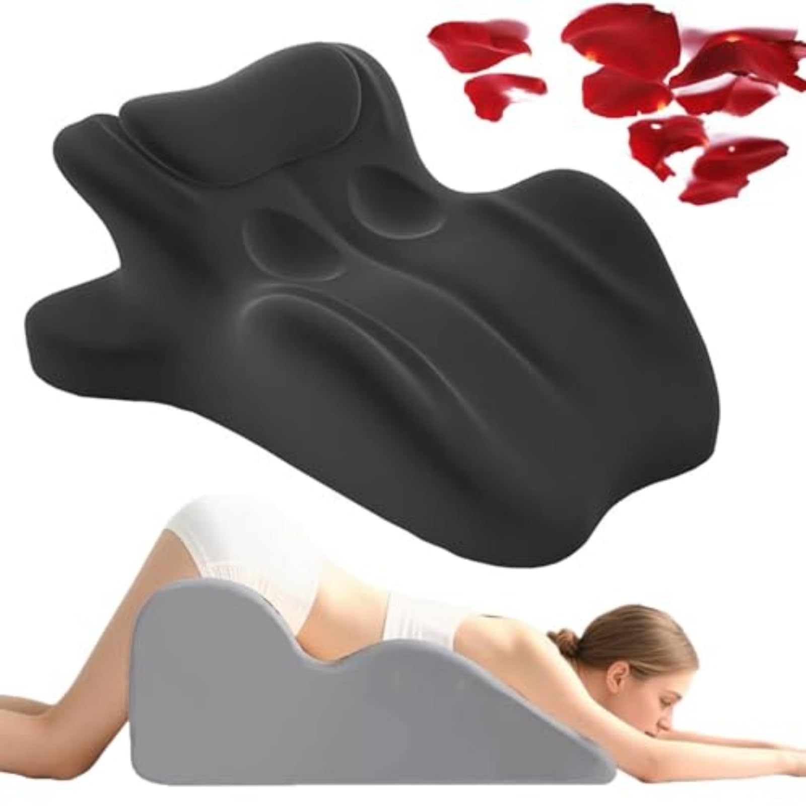 Oreiller de Couple 27° pour Plus d'intimité et de Confort - Design Ergonomique pour Les Couples, Coussin en Mousse à mémoire de Forme pour Les Couples,Noir