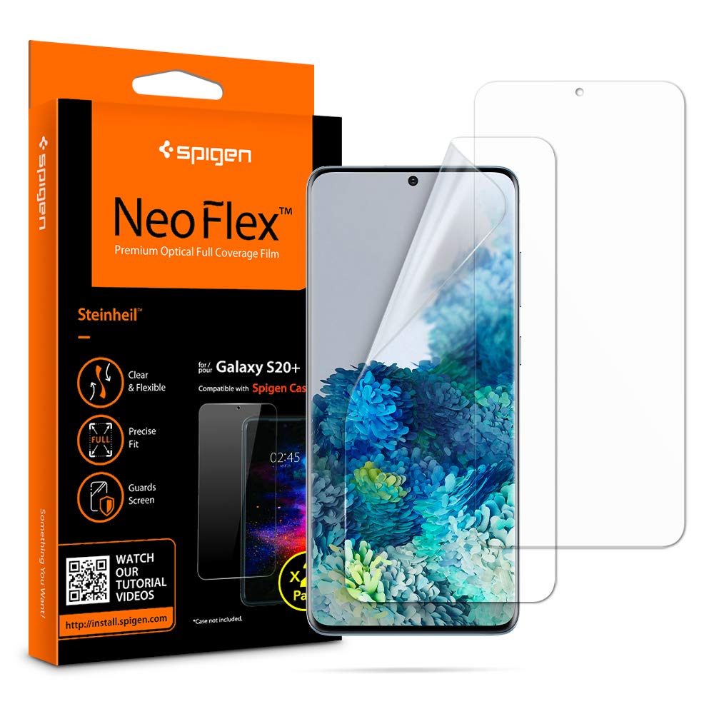 Spigen, 2 Pièces, Protection écran Samsung Galaxy S20 Plus, NeoFlex, Compatible avec capteur à Ultrason, Couverture maximale, TP