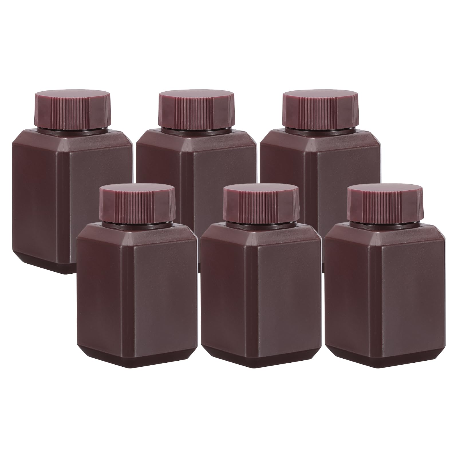 PATIKIL Bottiglie Reagenti 6 Pezzi 60ml HDPE Bocca Stretta Contenitori Quadrati Per Campioni Con Tappo Ad Anello Interno Per Laboratorio Acqua Reagenti Liquidi Conservazione Campioni.