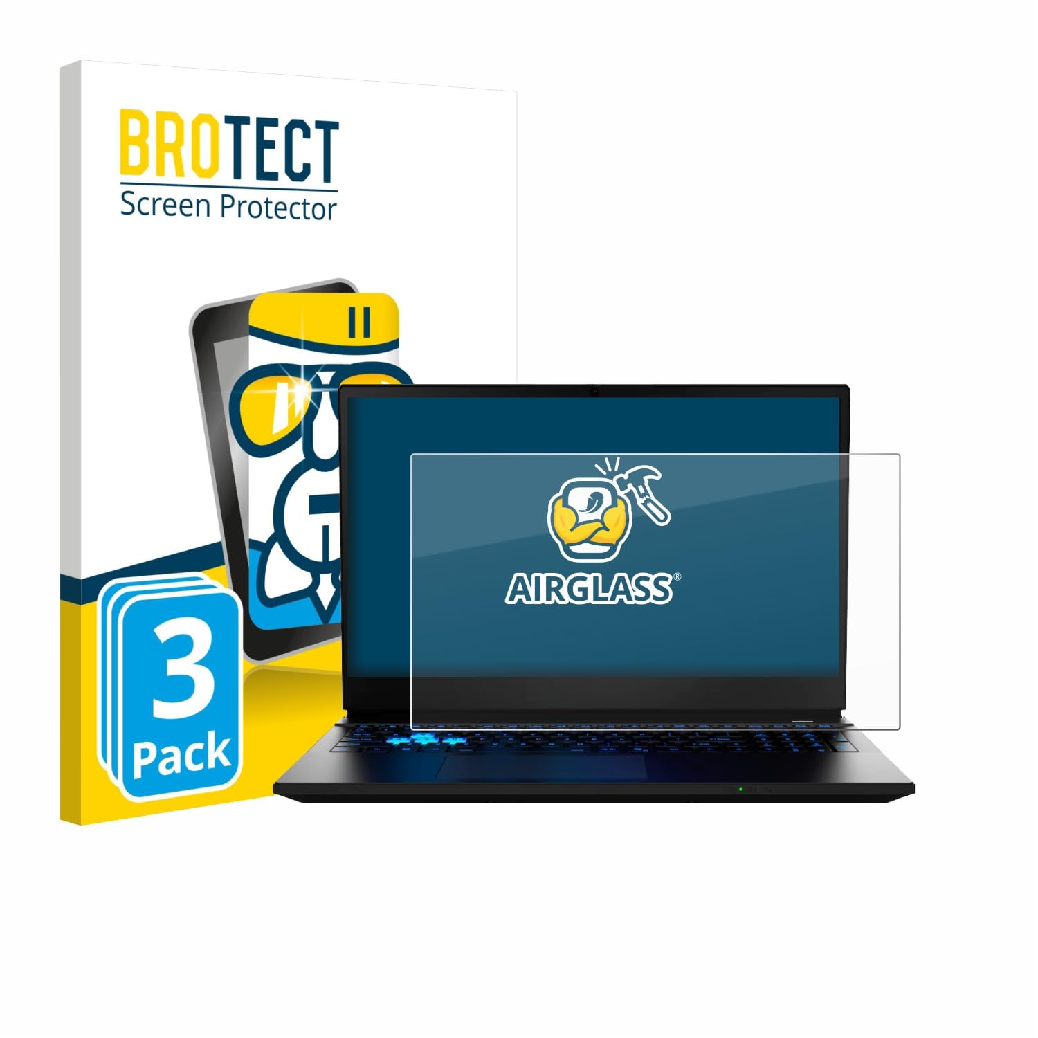 brotect 3 Pezzi Pellicola Vetro per MEDION Erazer Deputy 15 P1 | Chiara Protezione Schermo Made in Germany, Durezza 9H Anti-Graffio Glass Screen Protector