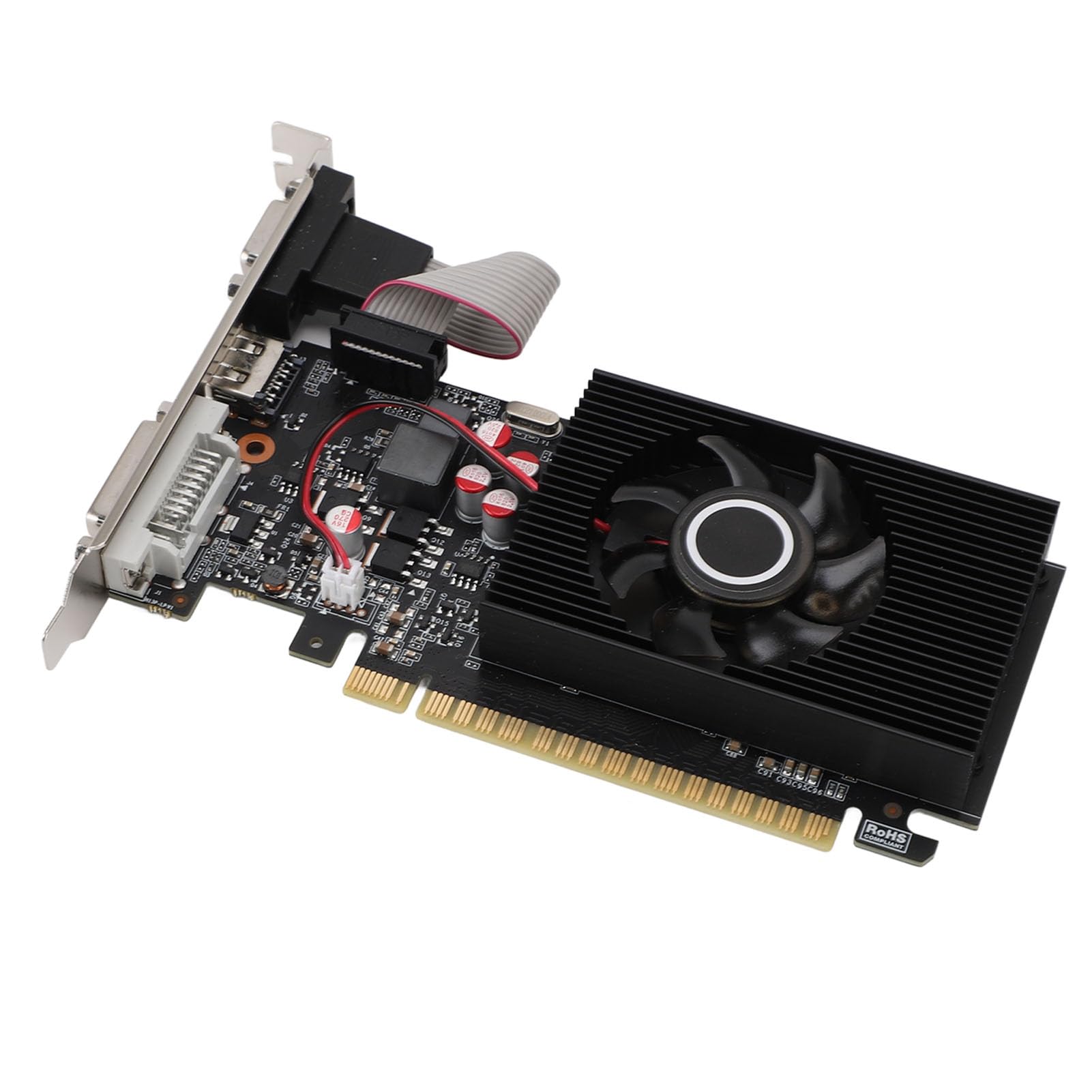 Jiawu Karta Graficzna, 4 GB Pamięci DDR3 Architektura Fermi Karta Graficzna PCIe 3 0 X8 GT 740, do Komputerów Stacjonarnych z obsługą Dwóch Monitorów VGA DVI Brak Zewnętrznego Zasilania dla Komputerów