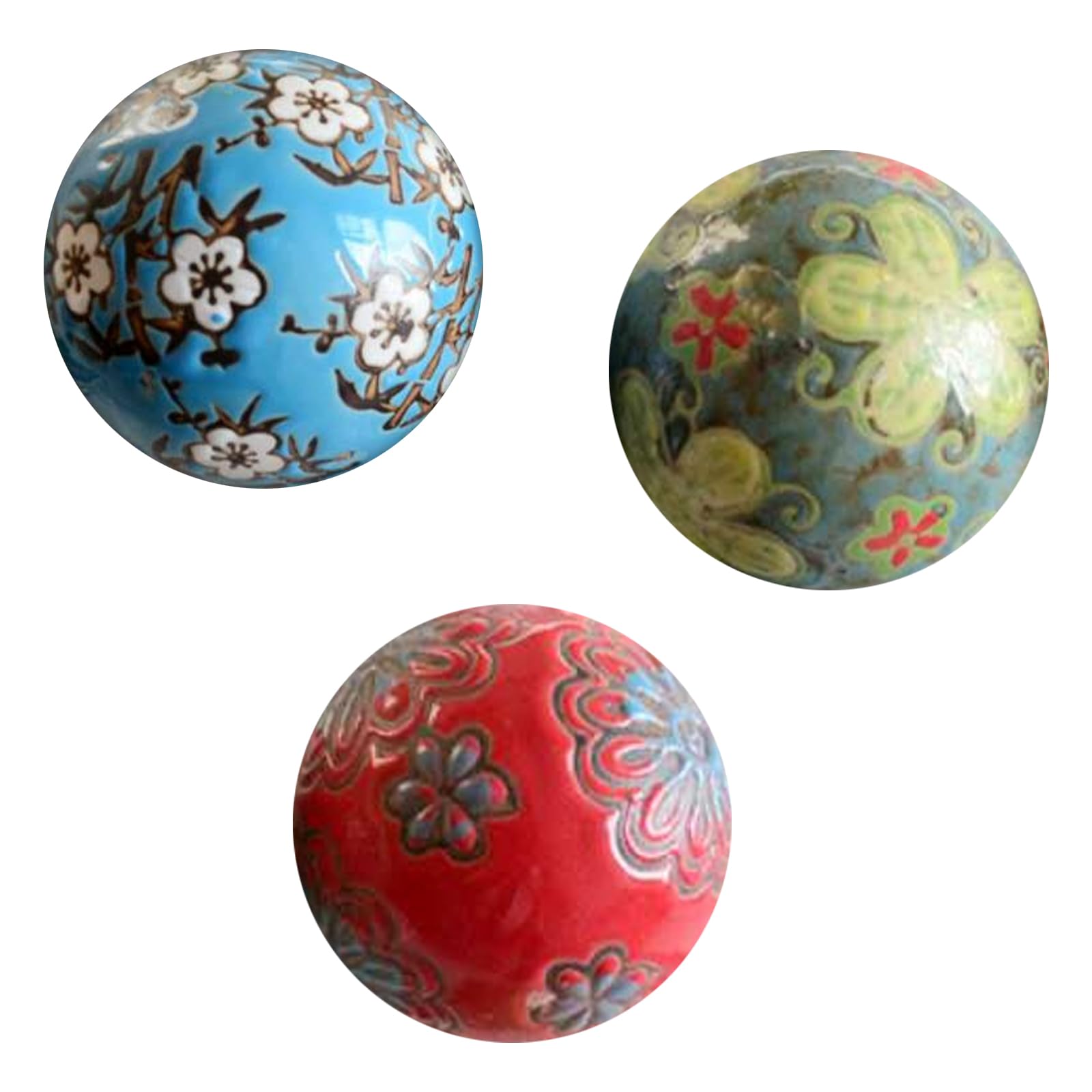 Elnwnnkc Floating Ceramic Ball Handcrafted Decoration Ball Set of 3 for Fishtanks Pond Desk Decoration Random Pattern Ceramic Floating
