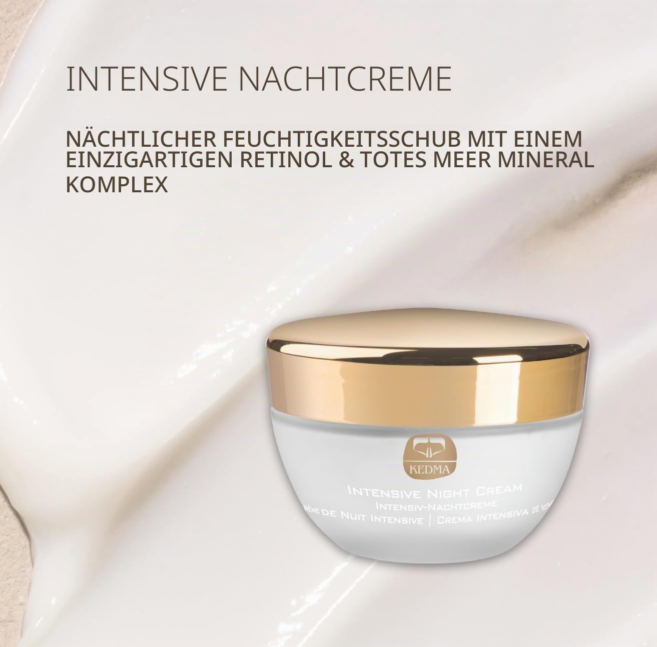 KEDMA - Intensive Nachtcreme mit Retinol - Anti-Falten & Nährend - 50g | Nachtcreme mit Retinol und Totes-Meer-Mineralien pflegt und unterstützt die nächtliche Hauterneuerung.
