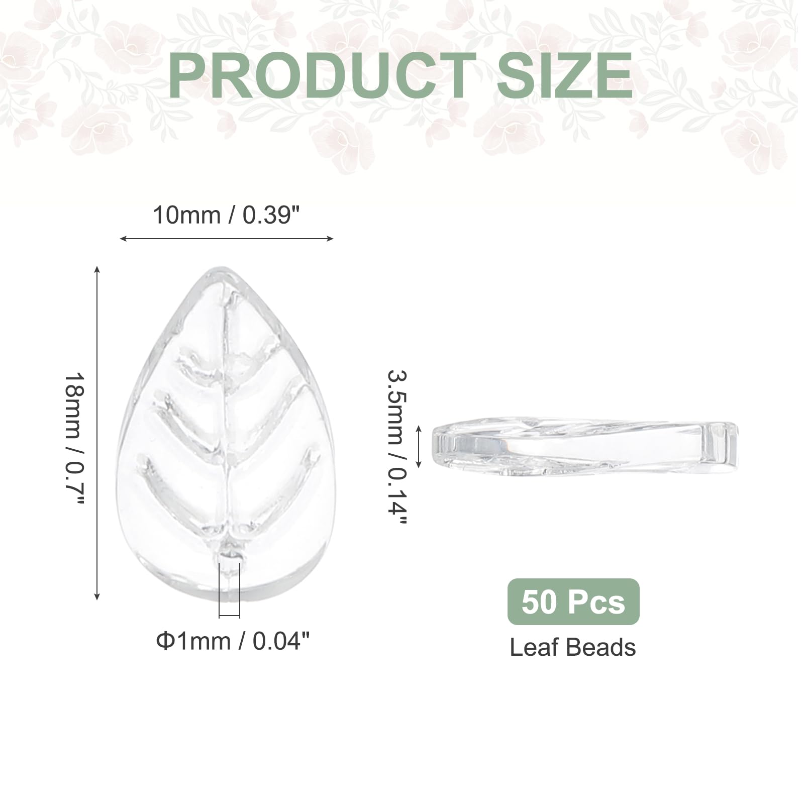 PATIKIL Leaf Beads, 50Pcs Crystal Translucent Czech Glass Beads for DIY Jewelry Making Bracelets Necklace White - Image 2