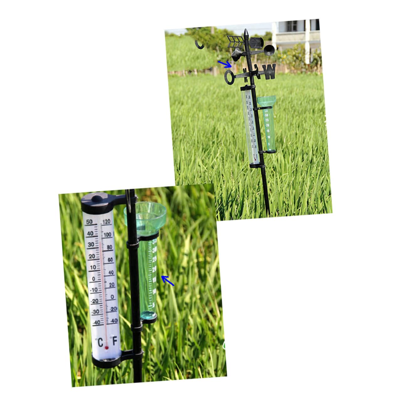 BESPORTBLE 2sets Strumenti Meteorologici Misuratore Di Pioggia Indicatore Di Direzione Del e Termometro Per Giardino e Esterni Strumento Di Misura Resistente e Pratico