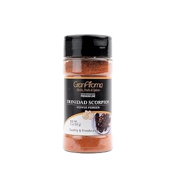 GranAroma Trinidad Scorpion Powder, Extremely Hot, Ground Chile Powder, Salsas & Soups 2 Ounce