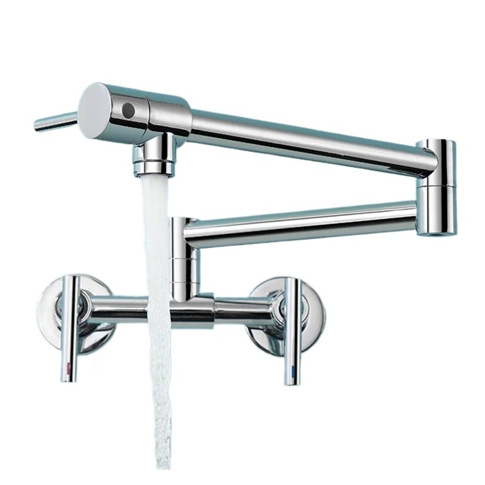 ZQFHSX Pot Filler Faucet Wall Mounted Kitchen Mixer Solid Brass Swivel Spout Hot and Cold Water with Dual Handle for Most Scenarios(C)