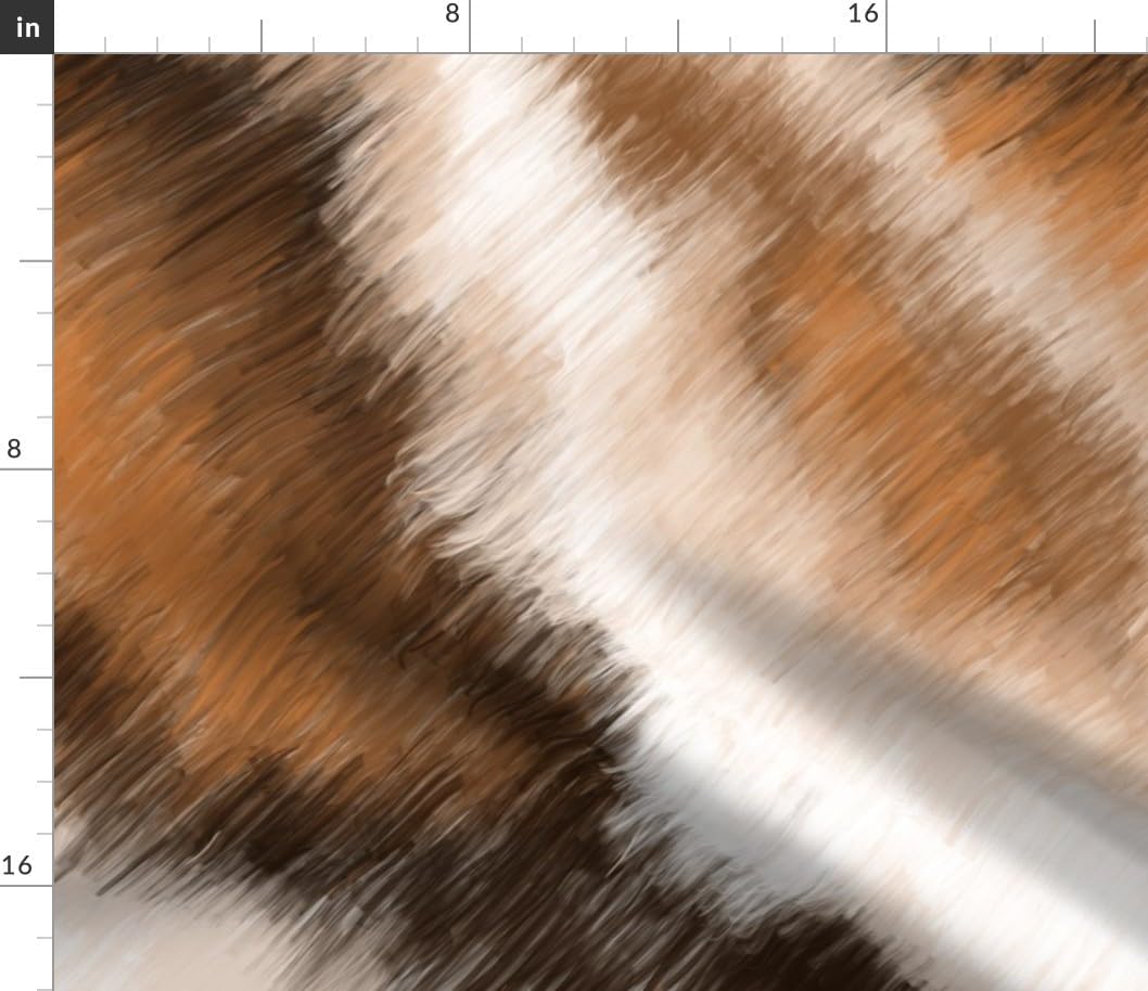 Spoonflower Fabric - Black White Orange Animal Print Fur Calico Cat Hair Watercolor Pencil Printed on Petal Signature Cotton Fabric by The Yard - Sewing Quilting Apparel Crafts Decor