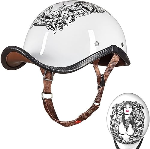 Casco de motocicleta vintage, medio casco retro para motocicleta, gorra de béisbol, casco de motocicleta de cara abierta, para adultos, hombres y