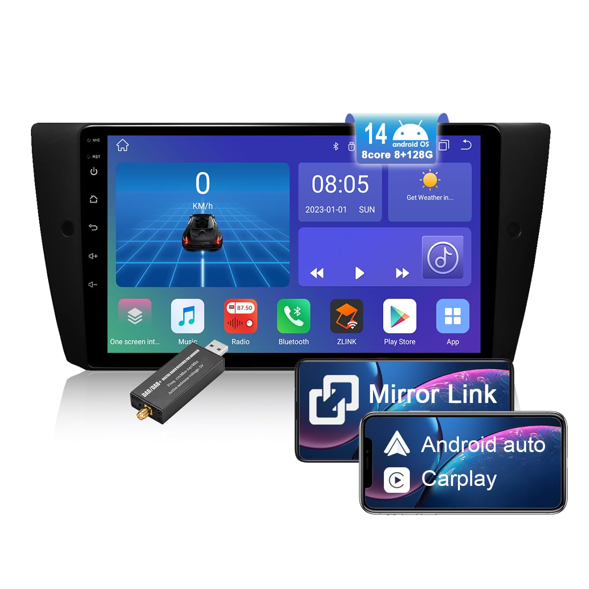 Autoradio Android 14 BMW E90 E91 E92 E93 8Core 8+128GB CarPlay - 8