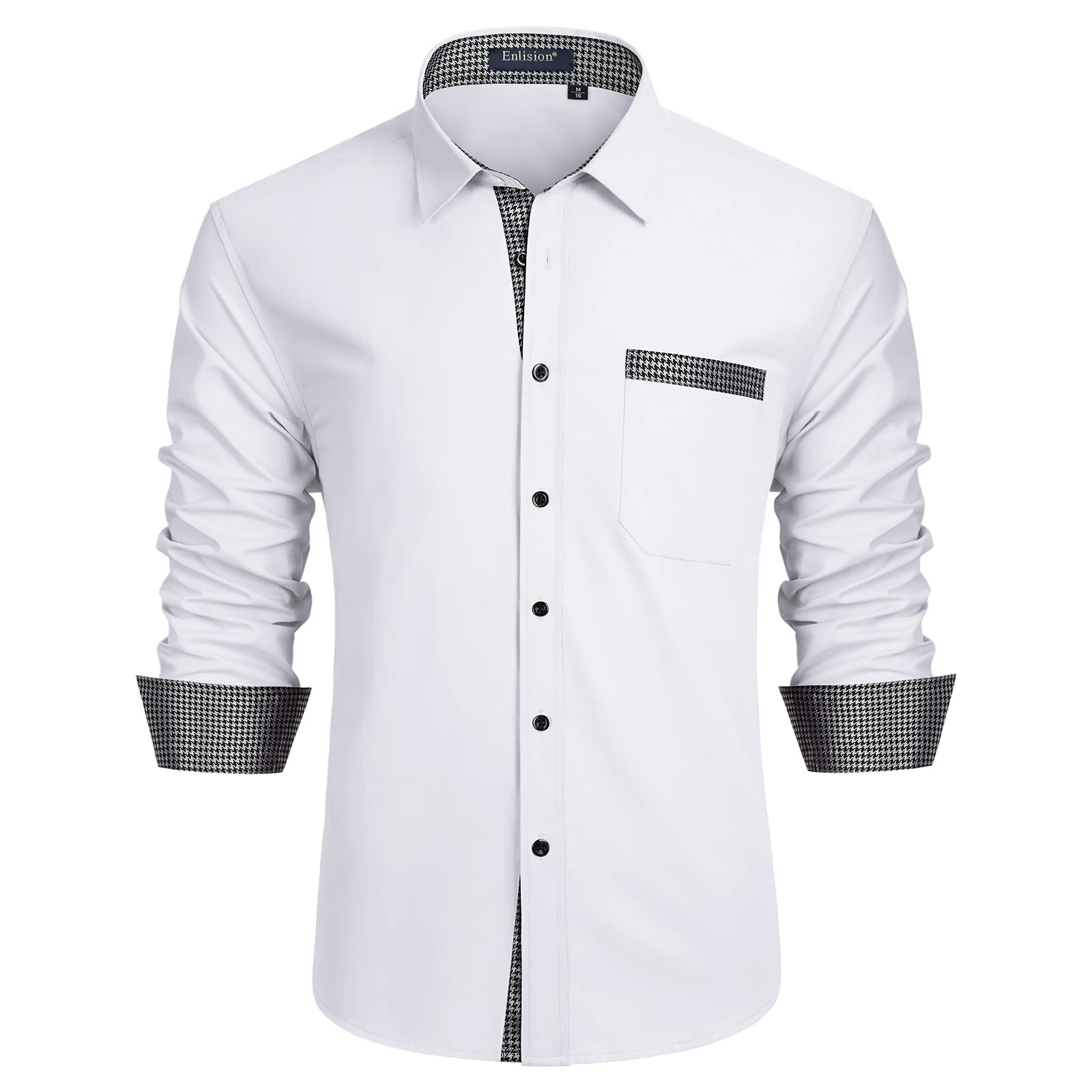 Enlision Camisa Hombre de Vestir Manga Larga Camisas Formales Boda Elegantes Camisa Casual Regular Fit con Bolsillo