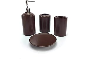 WPM 4-Piece Complete Bath Decor Kit in Stunning Brown