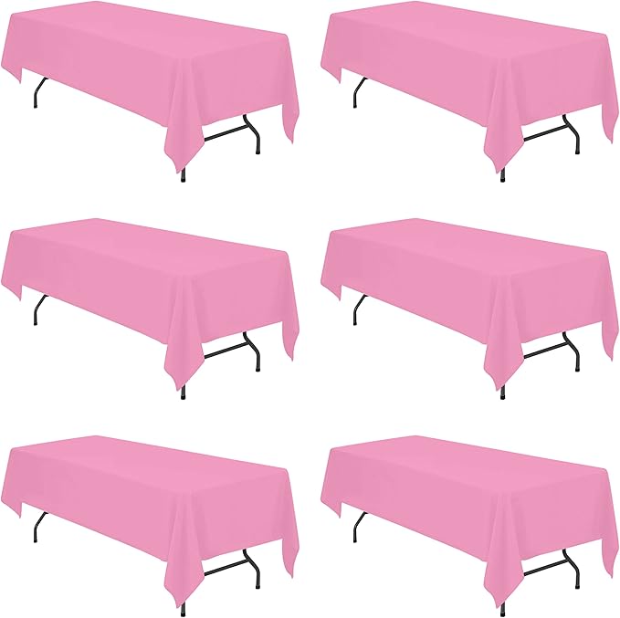 BRILLMAX 6 Pack Pink Tablecloths for 8 Foot Rectangle