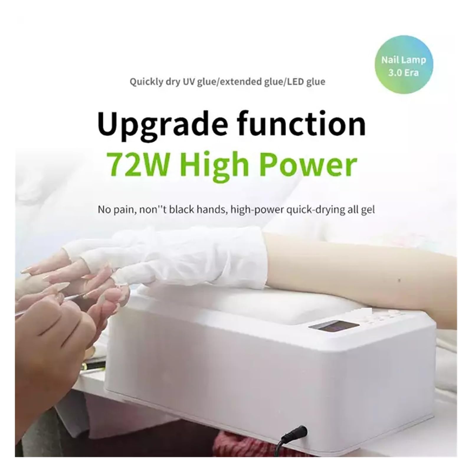 Lampa UV do paznokci, Lampa LED UV do paznokci 72W Lampa susząca lakier do paznokci z poduszką na rękę do zdobienia paznokci Dwie ręce Podłokietnik Poduszka ręczna Suszarka do paznokci Lampa UV Led do