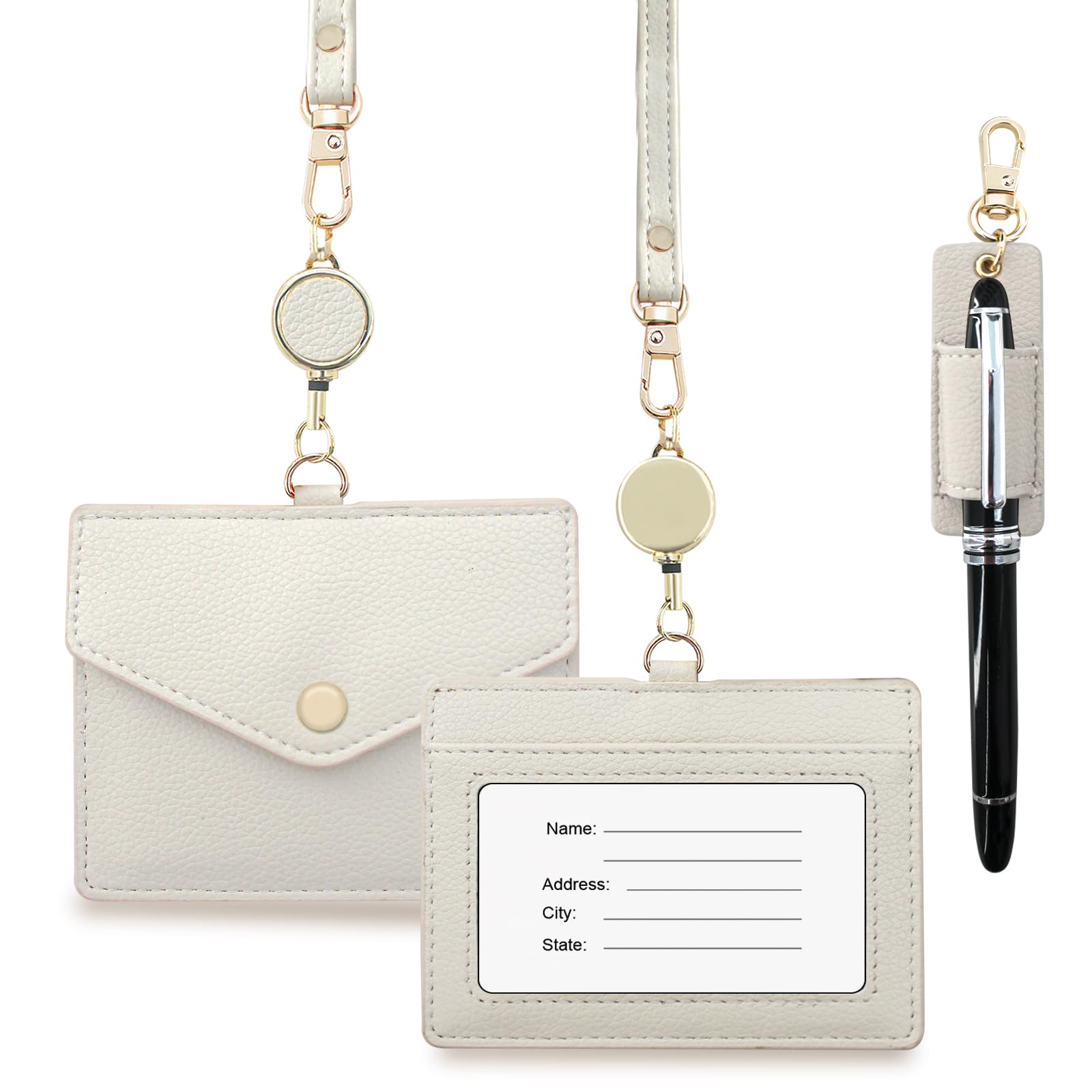 Boshiho Leather ID Card Holder, Genuine Cowhide Leather Credit Card Holder, Name Card Holder with 1 ID Window, 1 Card Slot - Image 2