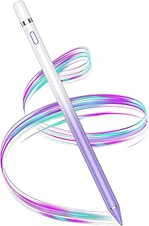 Stylus Pen for iPad, Active Stylus Pen for Touch Screens with Fine Point Tip & Magnetic Cap, Compatible with Apple iPad, iPhone, Android, Tablet and Other Capacitive Touch Screen (White Purple)