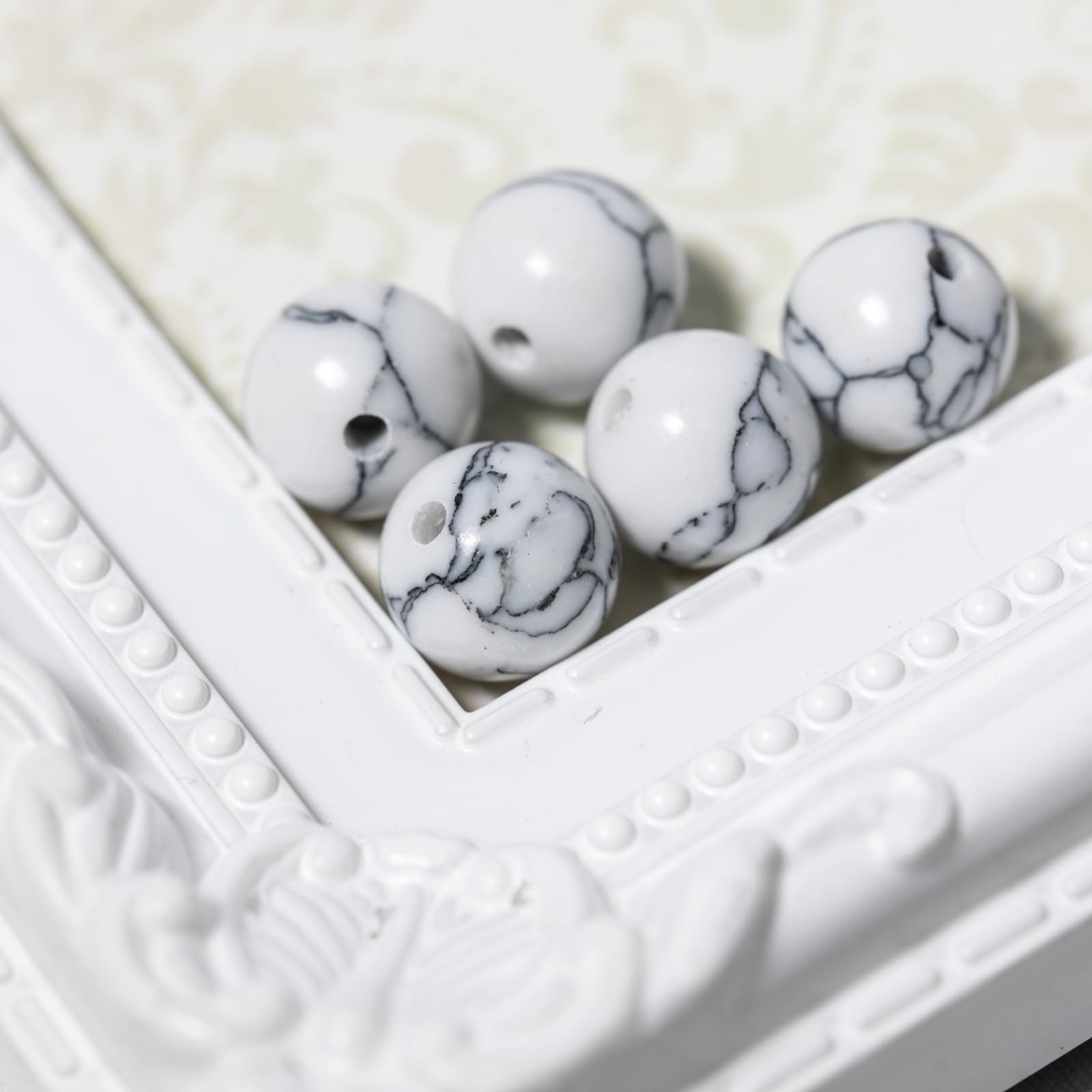 Amazon.co.jp: パールクリエイト ホワイトターコイズ 10mm 5粒 両穴