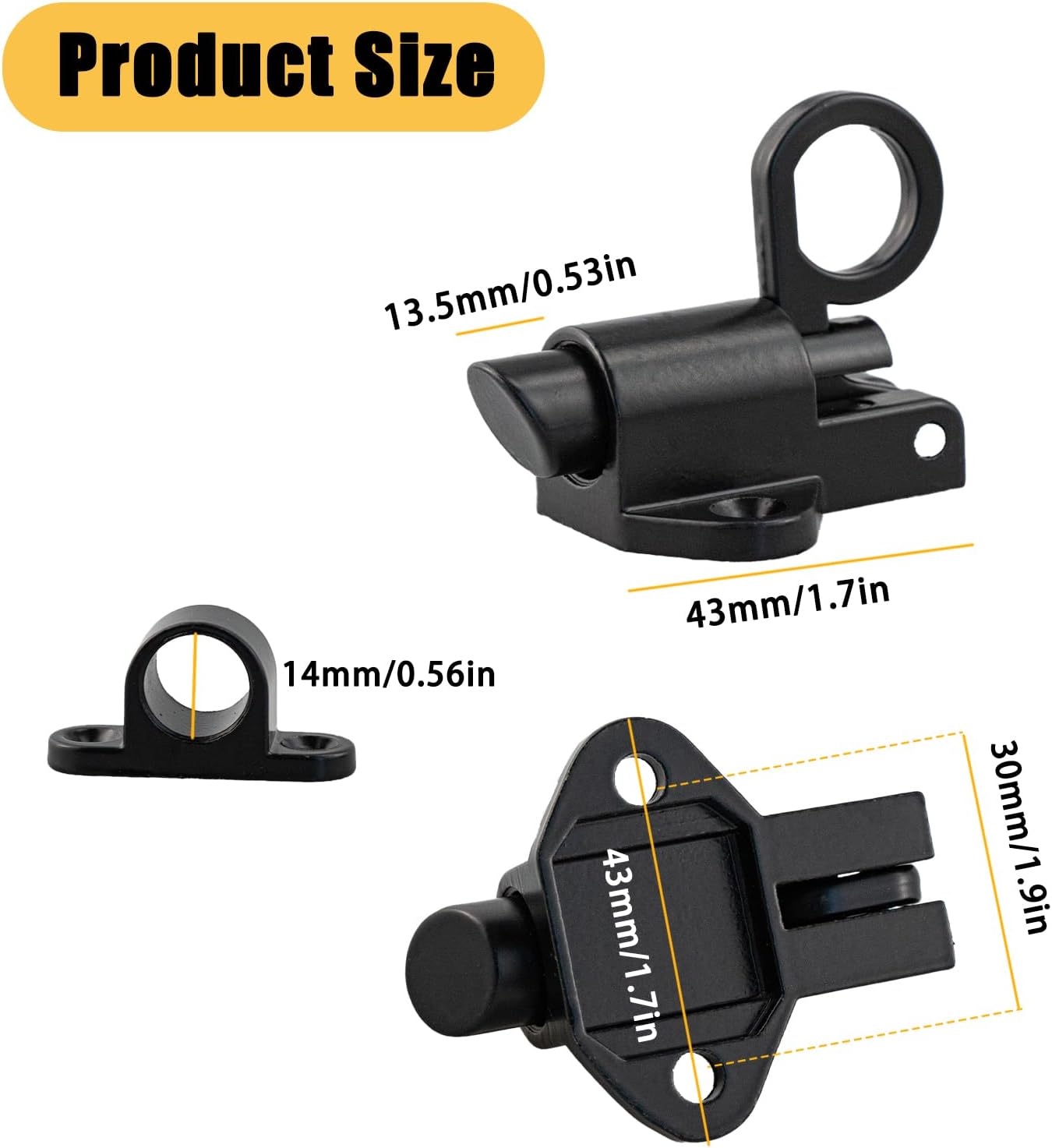 2 Packs Self-Closing Latches, Aluminum Alloy Spring Load Bolt Latch, Automatic Window Gate Lock with Mounting Screws