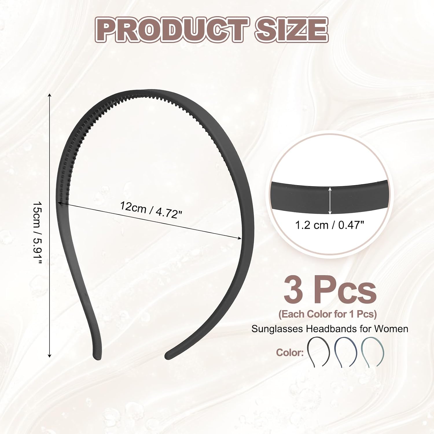 uxcell 3Pcs Headband, Plastic Headbands for Glasses Wearers, No Pressure image 2