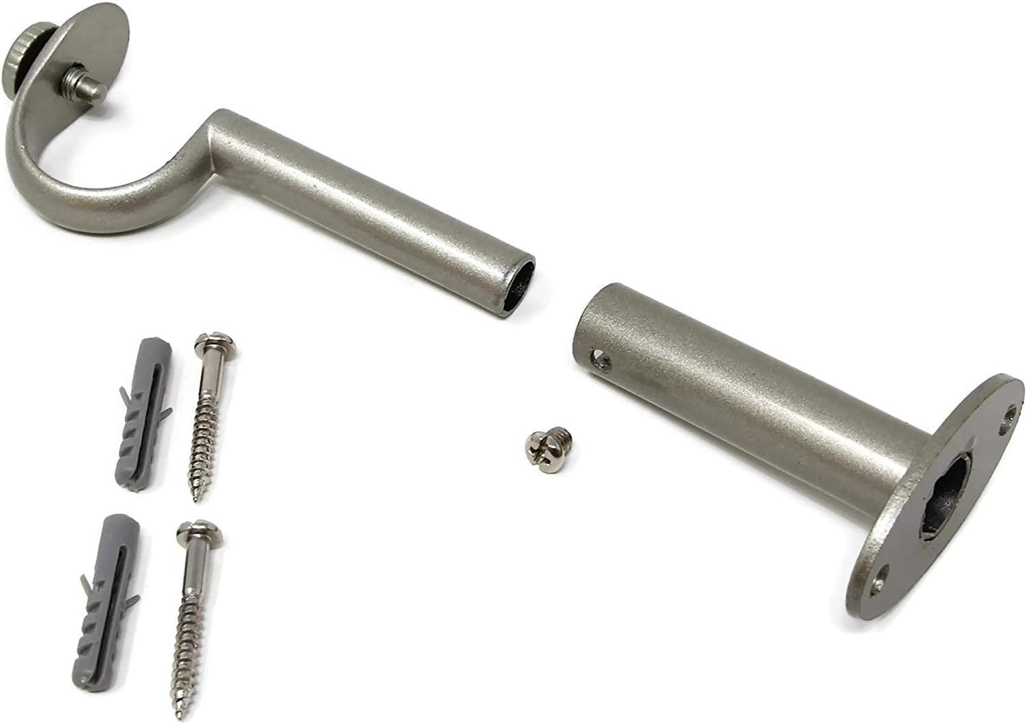 Urbanest Set of 2 Adjustable Solid Zinc Curtain Rod Bracket Wall Holder, Fits 1-inch Diameter Rod, Pewter