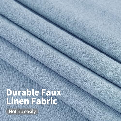 Image of YoungsTex Light Blue Linen Blackout Curtains 63 Inches Long, Room Darkening Bedroom Drapes with Grommet Light Blocking for Living Room Thermal Insulated, 2 Panels, 52 X 63 Inch