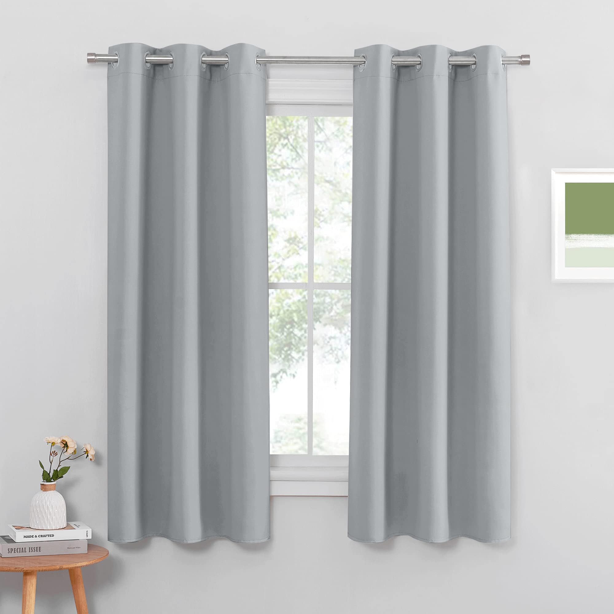 PONY DANCE Silver Grey Energy Saving Blackout Curtains