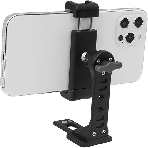 Soporte de trípode de metal para teléfono con zapata fría, cabezal de bola giratoria 360, adaptador de trípode para teléfono celular, soporte de