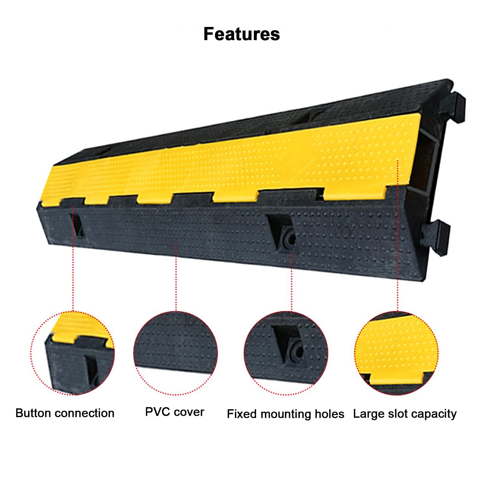 Pasacables de Suelo para Proteger Las Cables Protector de 1 Canal, Capacidad de Carga de 5000 Kg, con Cubierta Superior Abatible, para Uso en Interiores y Exteriores(100x58x12.5cm)