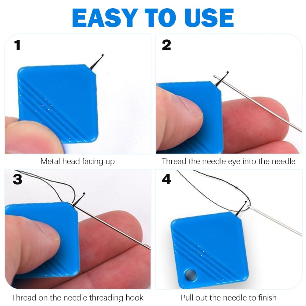 Simple Needle Threader, 2024 Newest Automatic Needle Threader Stringing Machine, Needle Threader for Hand Sewing, Automatic Sewing Machine Stringer, Sewing Supplies Tools (Red-5pc)