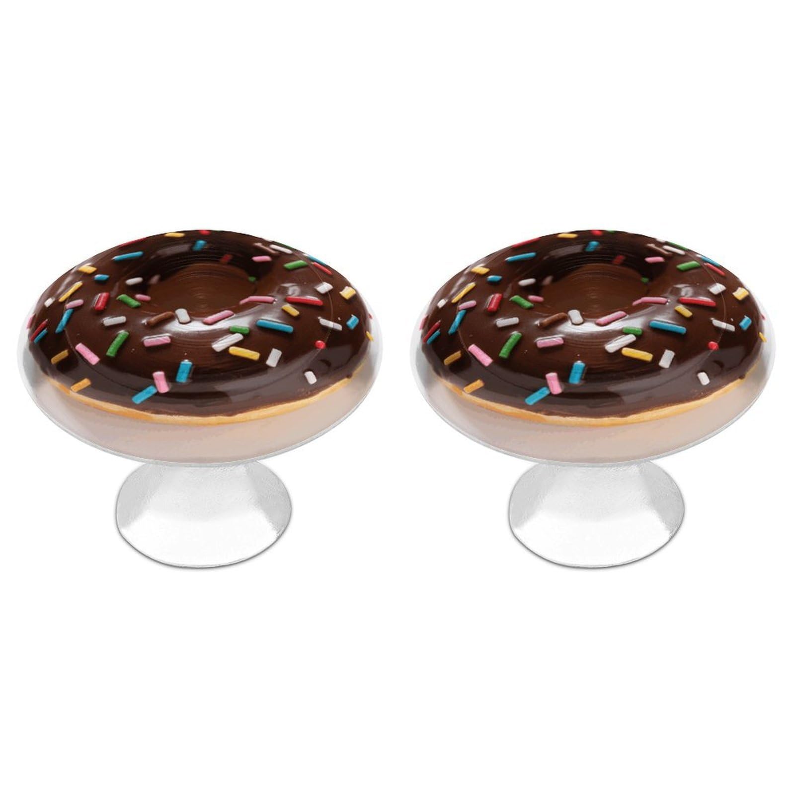 Fodpand White 2 Pack Cabinet Knobs 1.1 Inch Single Hole Drawer Pulls Handles Decorative Tasty Chocolate Donut Furniture Knobs For Dresser Kitchen Bathroom Cupboard Wardrobe Vanity Closet Door Hardware