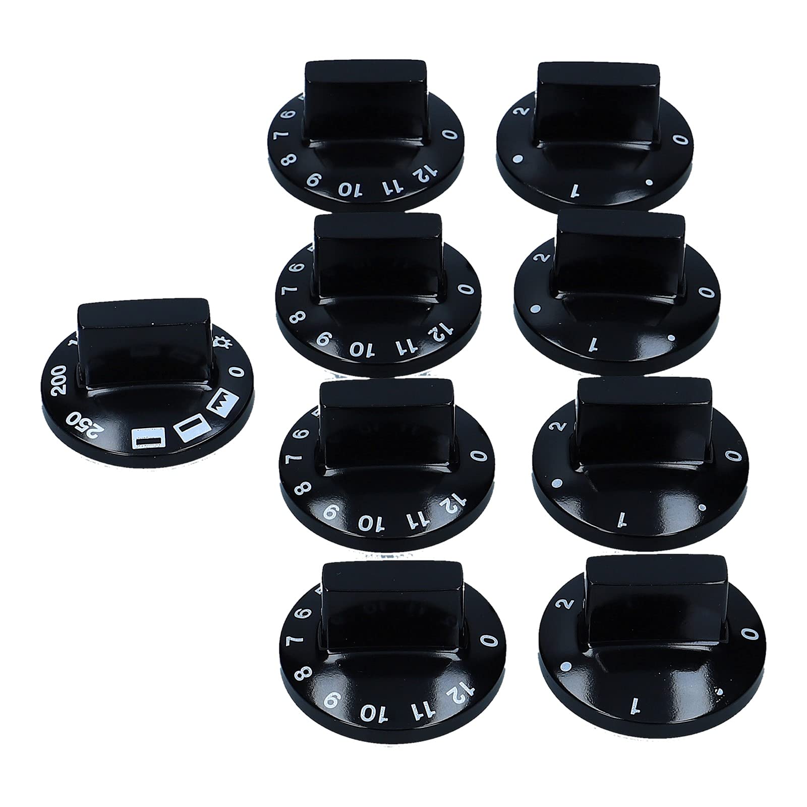 LUTH Premium Profi Parts Knebelset 9-teilig 52mmØ 6 mm Achse schwarz Alternative Universal für Backöfen & Herde