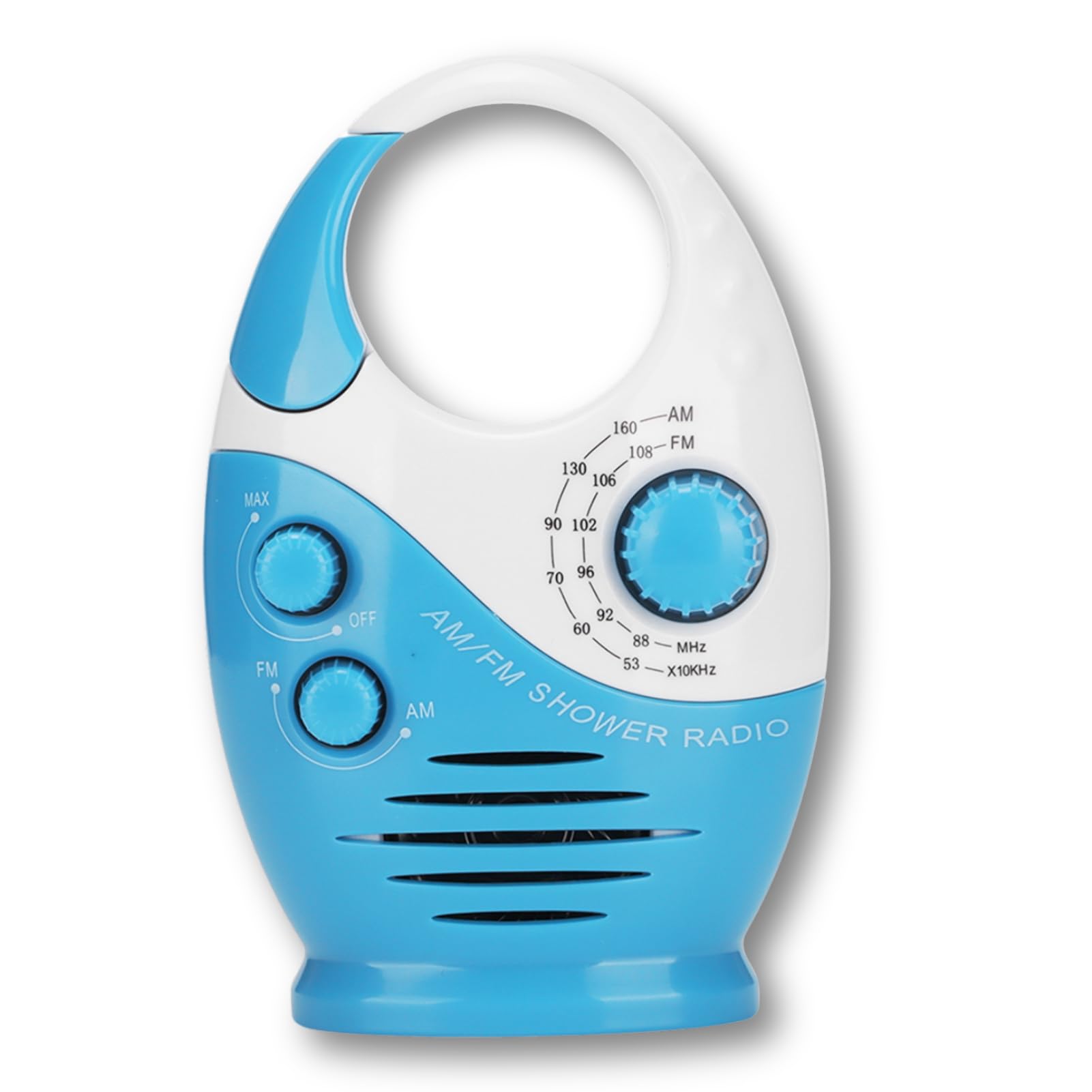 Sxhlseller Radio Portable, Radio AM FM Bleue de Type Crochet Alimentée par Batterie, Radio de Douche étanche avec Haut-Parleur Intégré, Radio Pratique pour la Diffusion, la Musique, Les Actualités