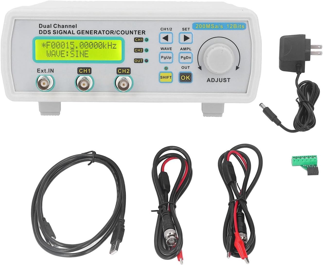 信号発生器のカウンター、MHS5200A DC5V 【カウントハンドヘルドオシロスコープマルチメーター】 の二重チャネルのプログラム可能な任意波形機能発電機の頻度メートル、TTL