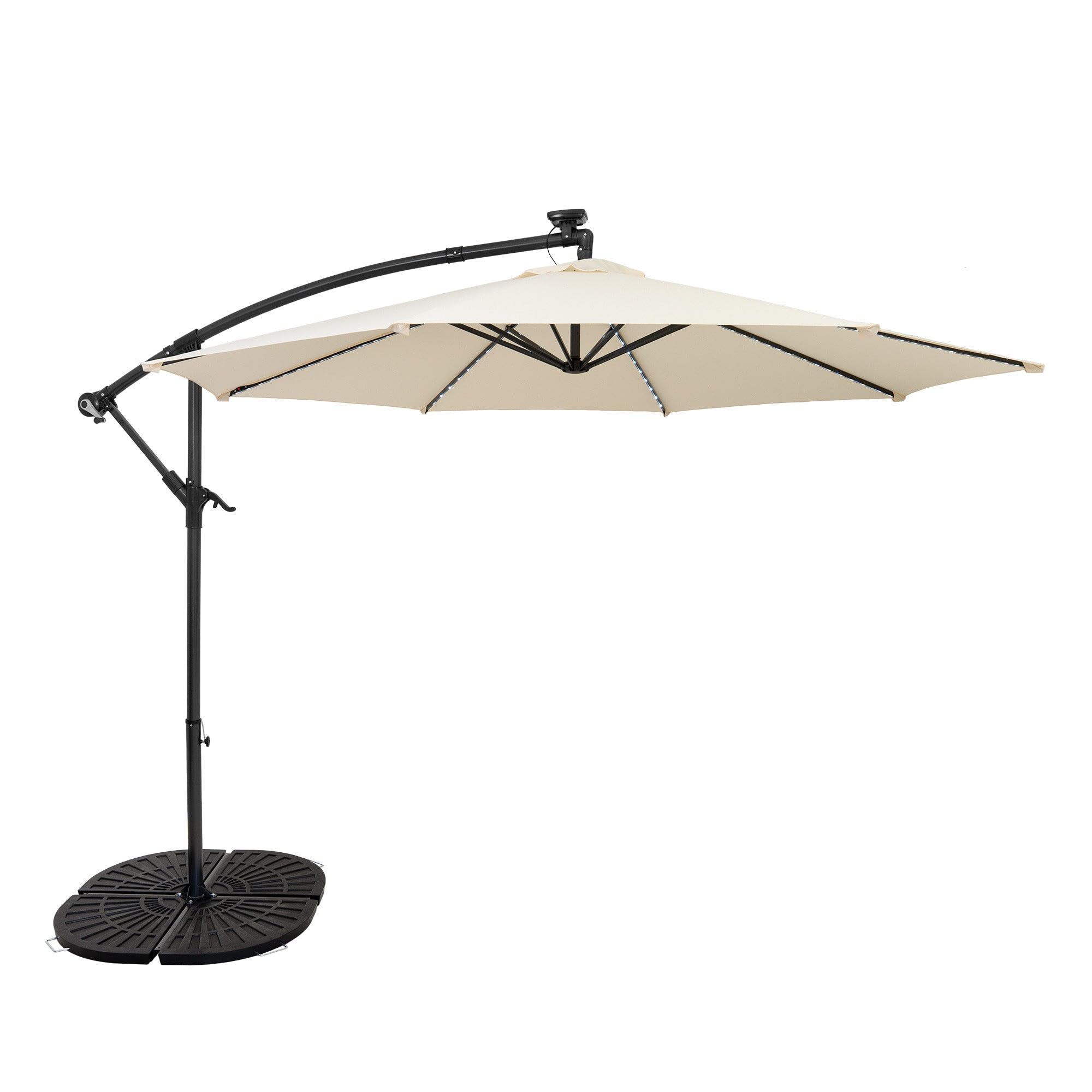 MonsterShop Led Cantilever Parasol 3M With Full Fan Base  Cream from B&Q
