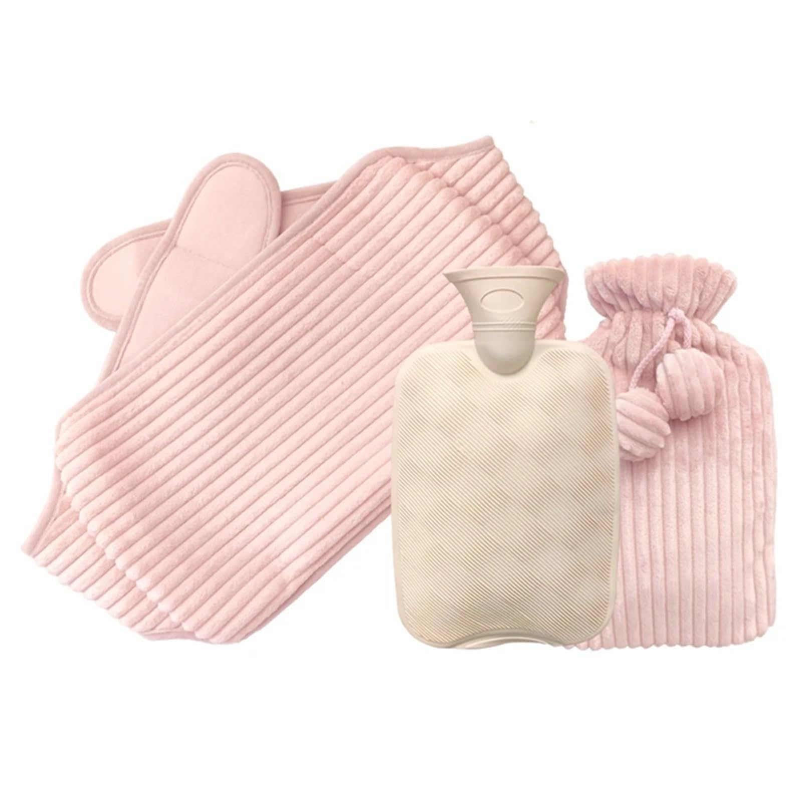 Botella de agua caliente, botella de agua caliente 2 unidades de cinturón de botella de agua caliente con funda for niños, adultos, mujeres mayores, PVC for cuello, hombros y cintura.(4pcs Pink 2l)