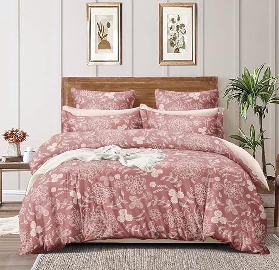 Laying Style Soft Glace Cotton King Size Duvet Cover II Razai Cover II Quilt Cover for Double Bed Size with Zipper (Dohars) 90x100 inch- Multicolor