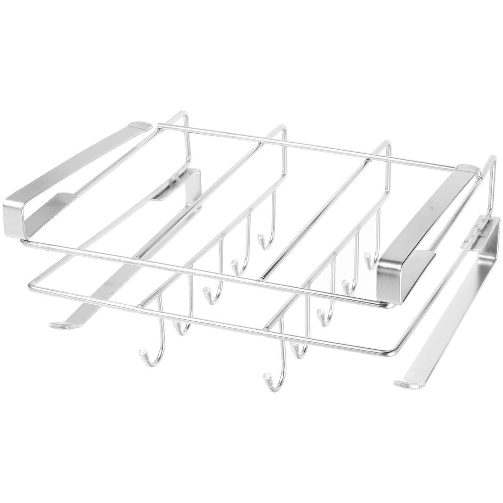 BESPORTBLE Organizzatore Sottopensile Cucina Multifunzionale Ganci Anti-Foratura, Mensola Portaoggetti in Materiale Robusto Nero 25 Cm per Riporre Taglieri, Coperchi e Utensili da Cucina