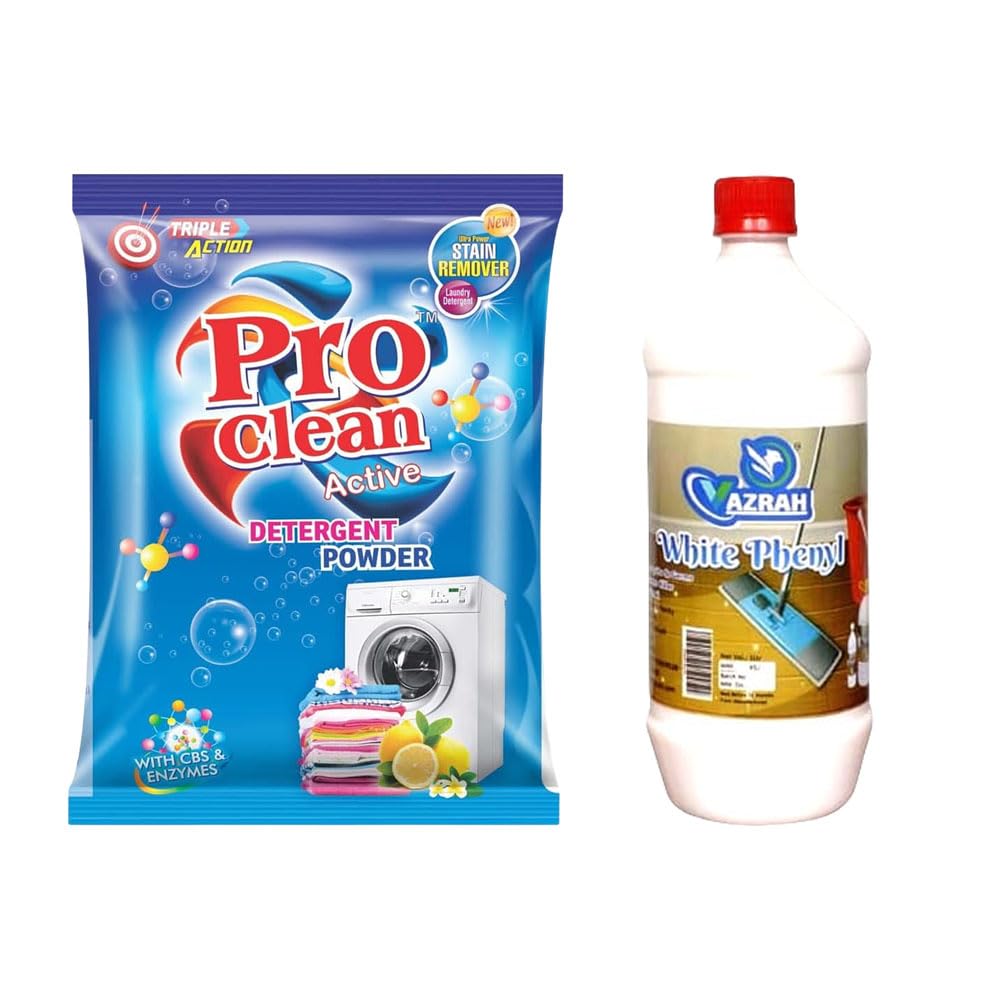 Vazrah Nirma Washing Powder 1kg & White Phenyl 1L Combo – Suitable