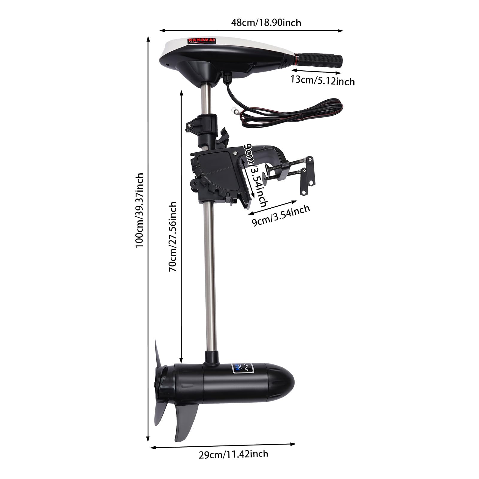 Motor eléctrico para barco de 12 V, 552 W, 19,84 libras, 1300 rpm, con mango retráctil, motor eléctrico para botes hinchables, fueraborda eléctrica, para barcos, kayaks, canoas, botes